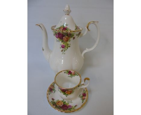 Royal Albert coffee ware coffee pot and cups and saucers Old Country Roses