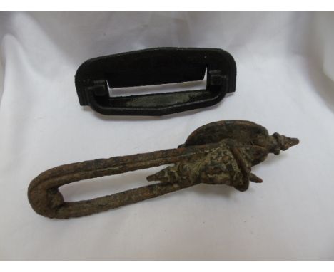 Vintage cast metal letterbox and door knocker