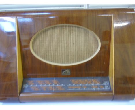 Vintage walnut cased HMV radio