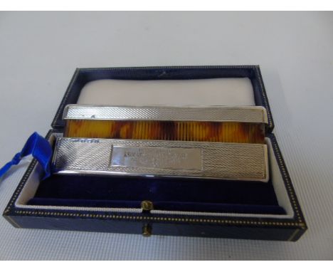 1963 HM Silver cased presentation comb in box