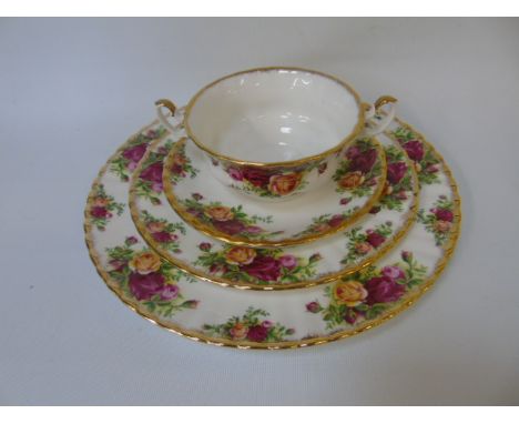 Royal Albtert dinner ware 8 dinner 8 side plates 6 soup bowls and saucers Old Country Roses