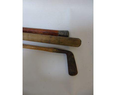 Silver top walking stick + 1 and a vintage golf club