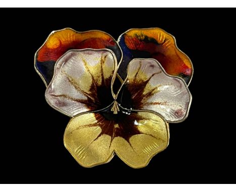 David-Anderson, Norway, silver and enamel pansy brooch, 5cm across.