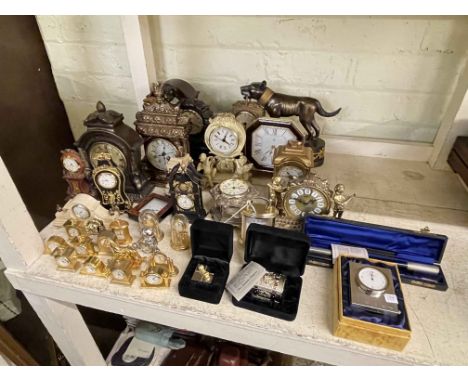 Collection of miniature and mantel clock including silver Carrs Millennium, Fine Collectible Timepieces, carriage clock, etc,