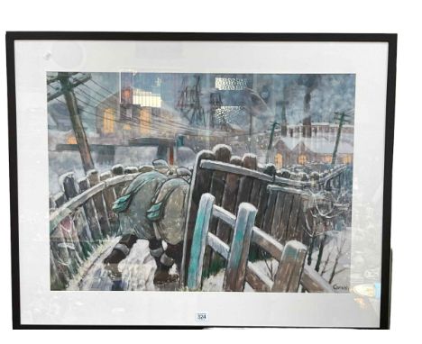 Norman Cornish, The Pit Road, framed print, 74cm by 93cm, including frame. *ARR may apply to this lot*