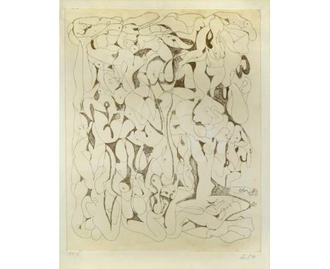 Avinash Chandra (Indian, 1931-1991) Composition artist's proof and numbered 1/1, and signed "Avin1974" etching, unframed 69 x