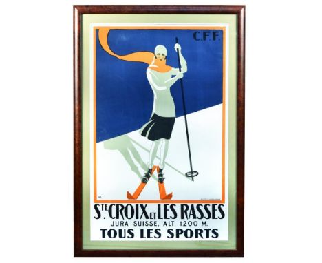 R. H., Ste. Croix-Les Rasses, Jura Suisse, circa 1922, lithograph in colours, printed by E.Studer, Yverdon 101 x 65cm (39 x 2