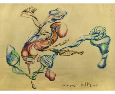 § Franz Deckwitz (Dutch, b. 1934) Surrealist Image, 1966 signed and dated lower right "Franz Deckwitz 3/4/66" dated and inscr