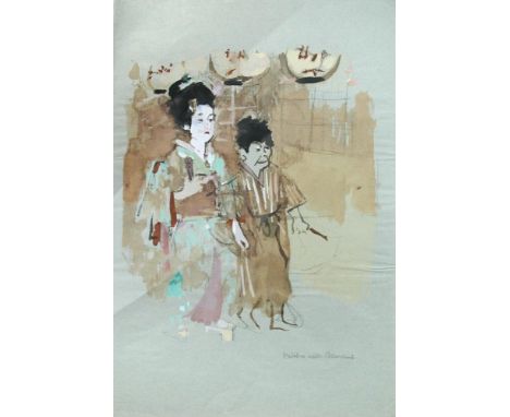 Jack Levine (American, 1915 - 2010) Collection of loose sketches, mostly on grey paper depicting Japanese culture, and includ