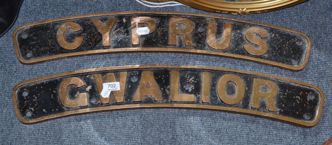 Two reproduction jubilee class locomotive name plates