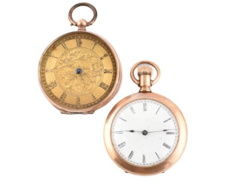 Two pocket watches including Elgin and 9ct gold other AF. The lot to include a yellow metal Elgin pocket watch with Roman num