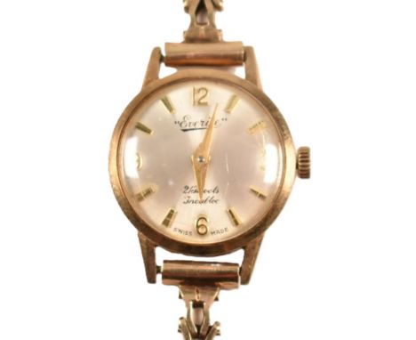 A hallmarked 9ct gold Everite ladies wristwatch. The hallmarked 9ct gold ladies' Everite wristwatch having mixed Arabic and s