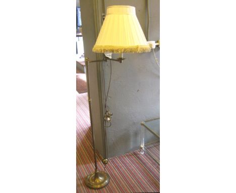 BESSELINK AND JONES SMARTIE ARM ADJUSTABLE FLOOR LAMP, brass plus shade, 148cm H.