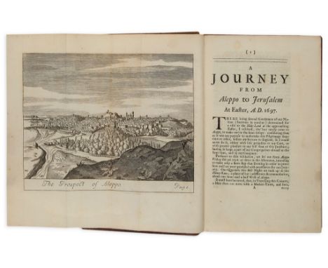 Maundrell (Henry) - A Journey from Aleppo to Jerusalem At Easter, A.D. 1697,  large paper copy, engraved device on title, 15 