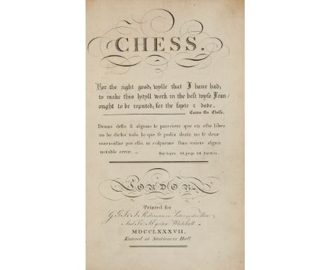 [Twiss (Richard)] - Chess, 2 vol. in 1,   first edition  ,   engraved titles and 2 engraved plates, errata leaf, indexes, con