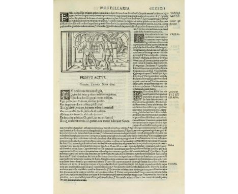 Plautus (Titus Maccius) - Comoediae Viginti,  title in red and black with woodcut device, woodcut illustrations and decorativ