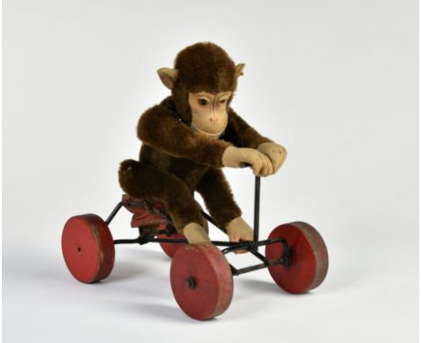 Steiff, Affe auf Roller, Germany, 24 cm, LM, Z 2-3
