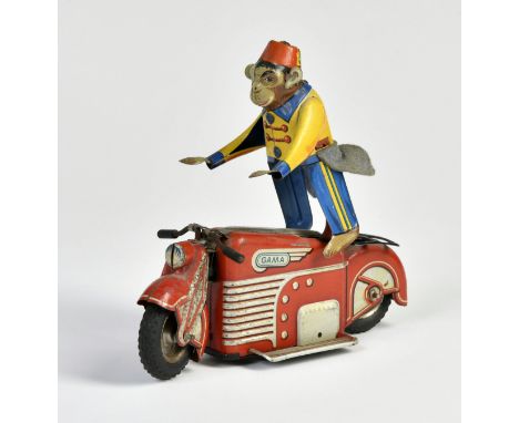 Gama, Affe auf Motorrad, US Z. Germany, 17 cm, UW ok, min. LM, Z 2-