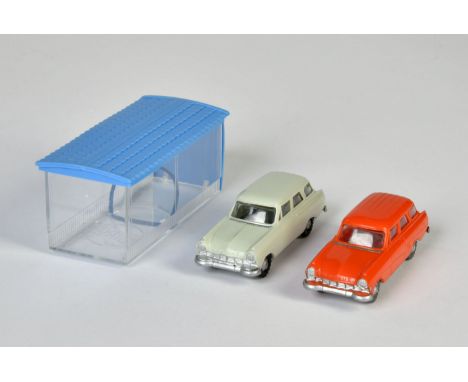 Siku, 2 x Ford 17 M Kombi, 1 Garage, W.-Germany, Kst, Z 1/1-