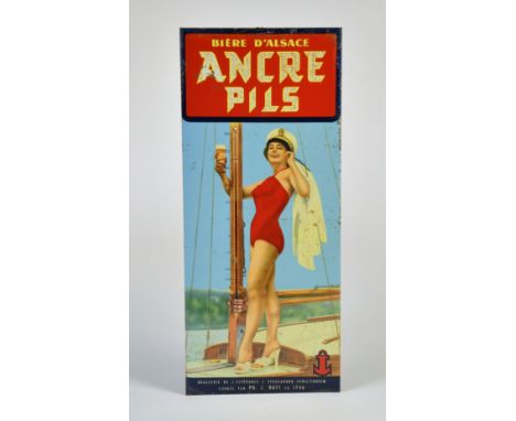 Ancre Pils, Blechschild mit Thermometer, 21 x 51cm, LM, Z 3+
