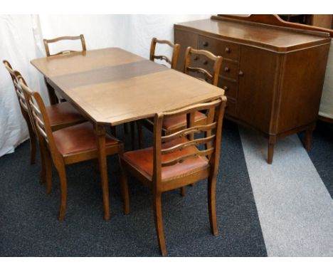 1940's OAK DINING ROOM SUITE
labelled 'A.Gardner & Son Ltd. 36 Jamaica Street Glasgow', comprising serpentine front sideboard