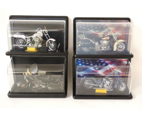 FOUR FRANKLIN MINT MODELS OF HARLEY DAVIDSON MOTORCYCLES
all 1:10 scale models, comprising 'Electra Glide', 'Super Glide', 'H