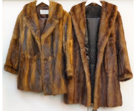 TWO VINTAGE LADIES MUSQUASH FUR COATS
one with shawl collar, both with pockets
