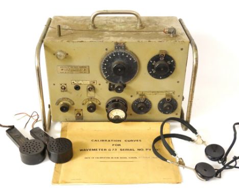 VINTAGE ADMIRALTY PATTERN WAVEMETER
contained in a canvas bag, with instructions and a set of bakelite earphones and micropho