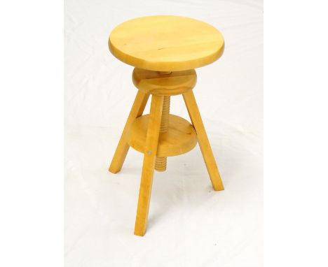 ADJUSTABLE PINE STOOL
with circular seat and tripod support