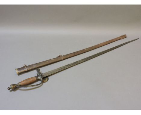 A British infantry officer's sword, 1796 pattern, in metal scabbard, sword 98cm long