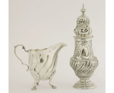 ##An Edwardian silver sugar caster, by James Dixon & Sons Ltd, Sheffield 1901, of baluster form on collet foot with spiral fl