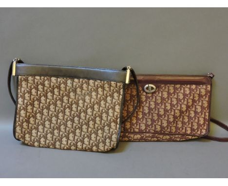 Two Christian Dior vintage handbags, with Dior woven fabric and leather detail