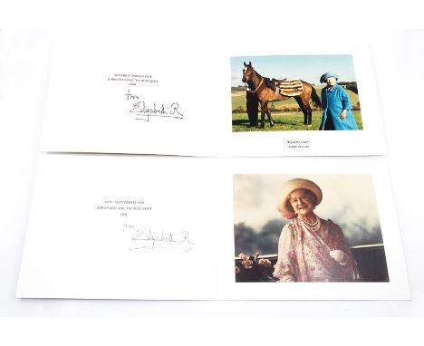 HM Queen Elizabeth The Queen Mother. Autograph Christmas card, 1981, signed in black ink, 'from Elizabeth R', with mounted co