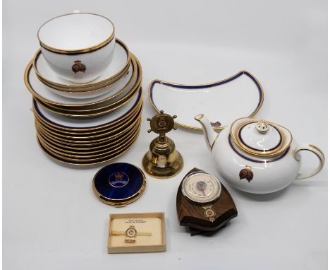 A Copeland's Spode part china tea service, from the 1939 dinner during Royal tour of Canada, white with a Royal blue and gilt