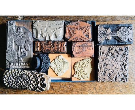 Collection of four newspaper type printing blocks (three copper, one steel), depicting Winchester city gate, dairy farm scene