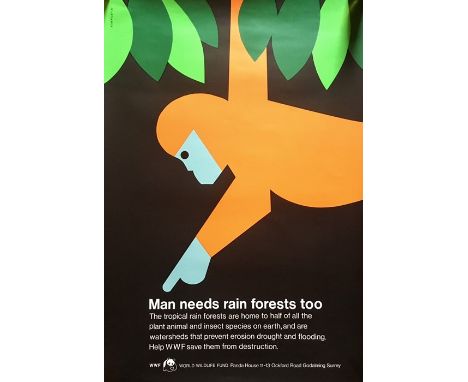 Tom Eckersley (1914-1997), WWF tropical rainforest poster, screenprint, 1982, unframed, 76cm by 50.5cm