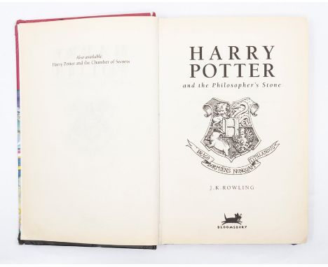 Rowling, J. K. Harry Potter and the Philosopher's Stone, eighth printing, London: Bloomsbury, 1997, publication line "10 9 8"