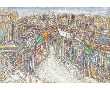 Zenab Abd El Hamid (Egypt, 1919-2002)Scene from Khan El Khalili mixed media on paper, framedsigned 'Zenab Abd El Hamid' and d