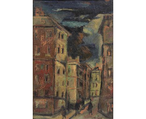 Tahia Halim (Egypt, 1919-2003)Paris Nocturne oil on board, framedsigned 'T.Halim' (lower right), executed in 195034 x 23cm (1