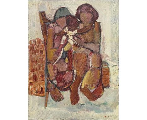 Paul Guiragossian (Lebanon, 1926-1993)La Famille oil on masonite, framedsigned 'PAUL G' and dated '62' (lower right), execute