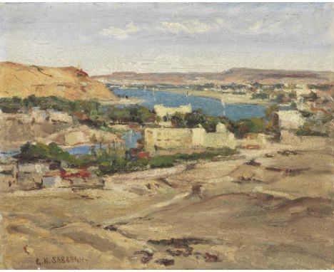 Georges Hanna Sabbagh (Egypt, 1877-1951)L'île Éléphantine à Assouan oil on panel, framedsigned 'G.H.Sabbagh' (lower left), ex