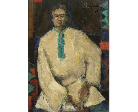 Seif Wanly (Egypt, 1906-1979)Self-Portrait oil on cardboard, framedsigned 'Seif Wanly' and dated '66' in Arabic (upper right)