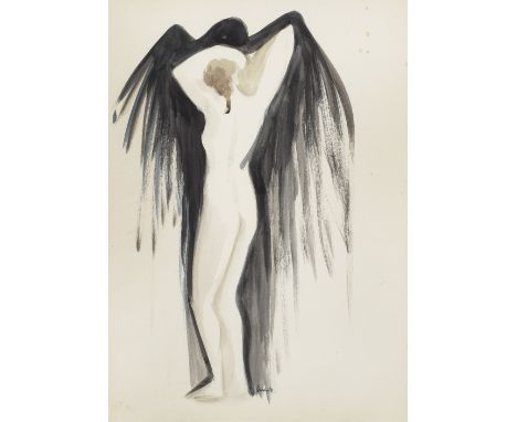 Paul Guiragossian (Lebanon, 1926-1993)Fate (from the Gibraniyat series) watercolour on paper, framedsigned 'PAUL G' (bottom c