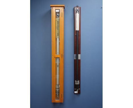 20th century wood and glazed cased fortin mercury barometer and another similar barometer    Condition Report   Click here fo
