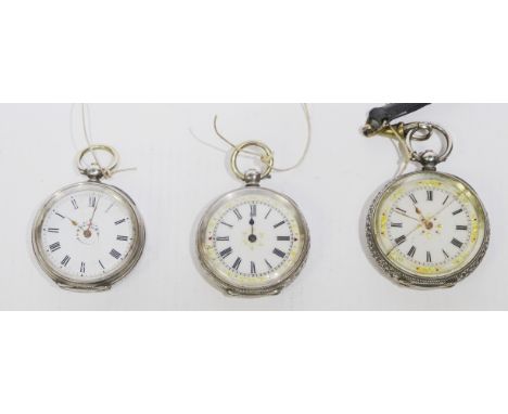 Three early 20th century small continental silver and enamel pocket watches hallmarked, stamped 800 or 935   Condition Report