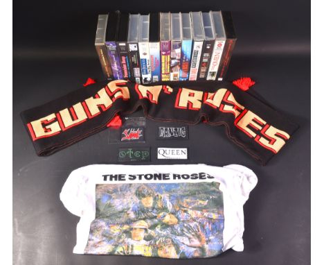 Music Memorabilia - a collection of assorted promotional items from various bands, to include; a vintage Guns N' Roses tour s