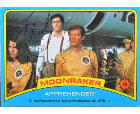 James Bond 007 - Roger Moore (1927-2017) &amp; Richard Kiel (1939-2014 - Jaws) - scarce dual autographed original vintage 197