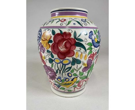 POOLE; floral pottery vase, height 33cm.
