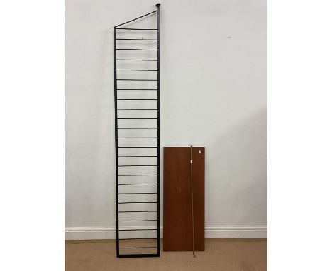 STAPLES LADDERAX; comprising one single foot ladder, one support bar and one teak shelf. (3)