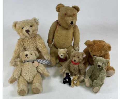 A collection of Steiff and three other teddy bears, including Steiff Winnie the Pooh, Steiff club 1999, and 2000  and a large
